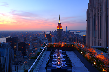 New York City Rooftop Dinner At Sunset