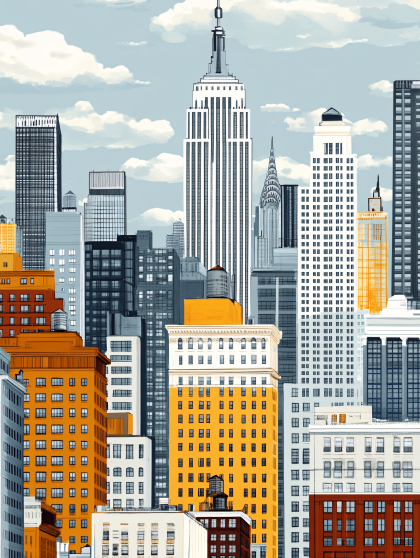 New York City Skyline Digital Illustration