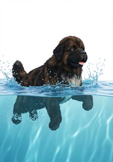 swimming newfoundland dog