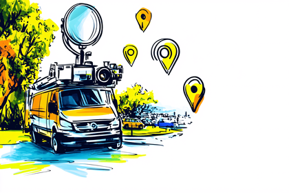 News Van with Location Pins