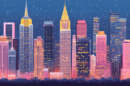 Night Cityscape Pixel Art