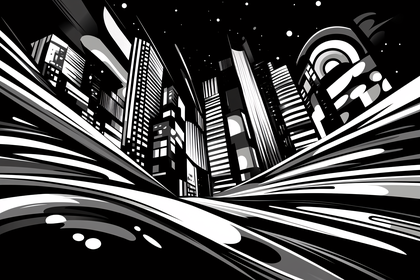 Night Cityscape Vector Illustration