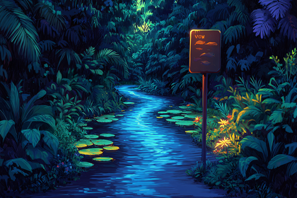 Night Jungle Stream Sign