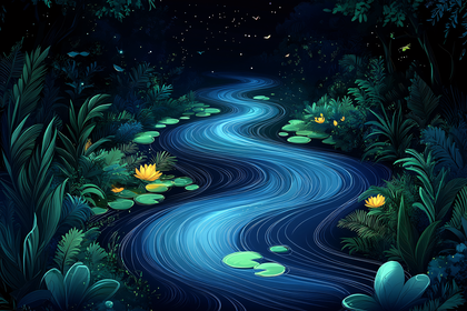 Night River In Jungle