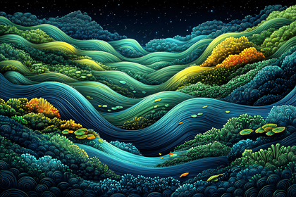 Night River Landscape
