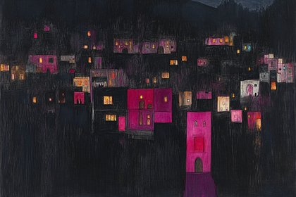 Nighttime Village Glow