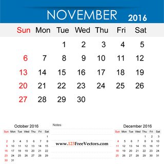 November 2016 Calendar Printable
