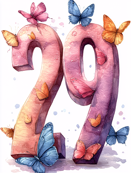 Number 29 With Butterflies