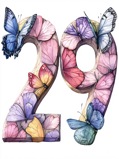 Number 29 With Butterflies