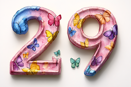Number 29 With Butterflies