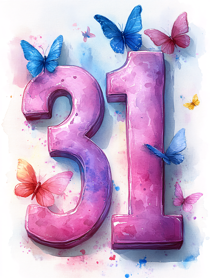 Number 31 With Butterflies