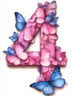 Number Four With Butterflies