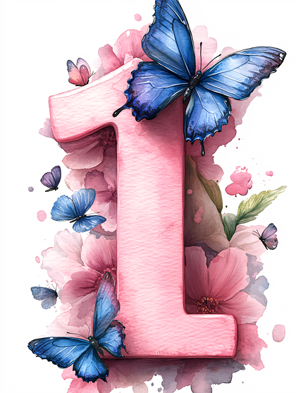 Number One Butterfly Art