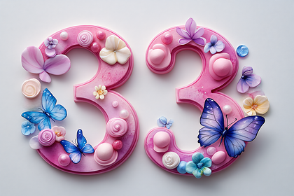 Number Thirty Three With Butterflies
