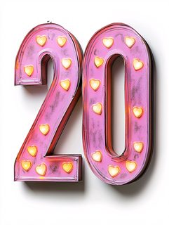Number Twenty With Hearts