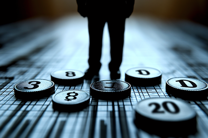 Numbered Tokens And Businessman Silhouette