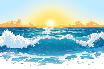 Ocean Wave at Sunset