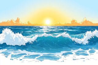 Ocean Wave at Sunset
