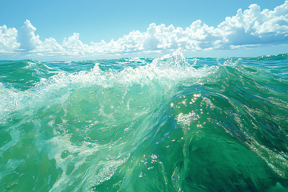 Free Download Close-up of Ocean Wave Breaking with Blue Sky
