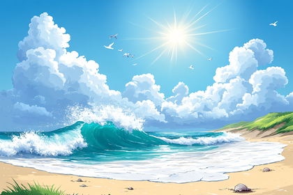 Ocean Wave Crashing On Beach