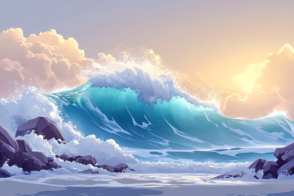 Ocean Wave Crashing on Shore