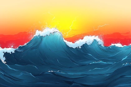 Ocean Waves at Sunset