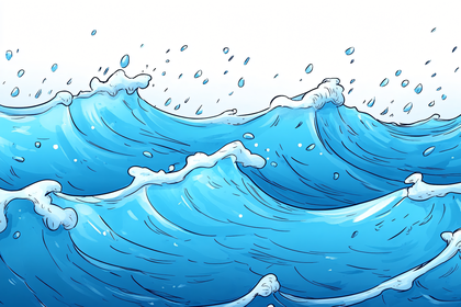 Ocean Waves Cartoon Illustration