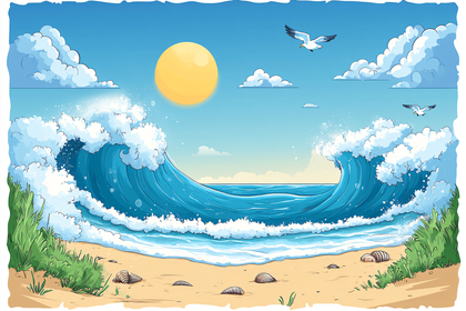 Ocean Waves Crashing On Beach