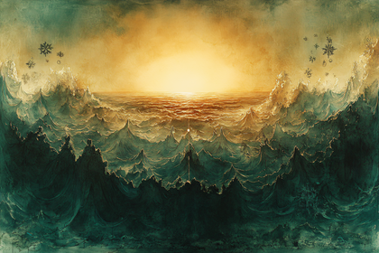 Oceanic Tempest Under Golden Skies