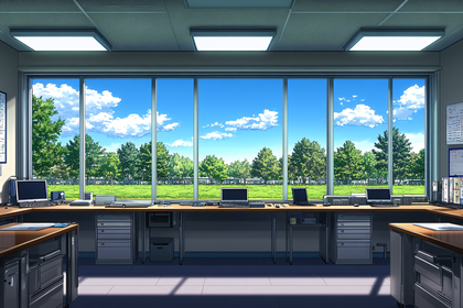 Office Interior with Park View