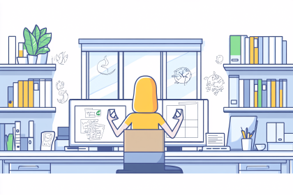 Office Worker With Dual Monitors