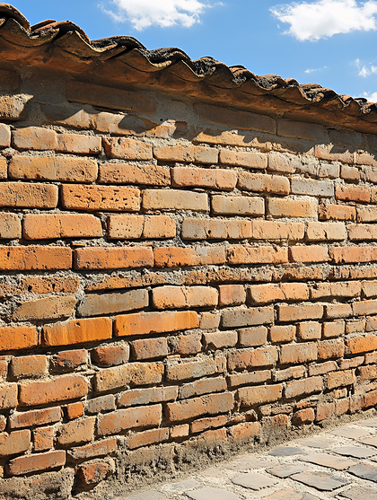 Old Brick Wall with Tiled Top