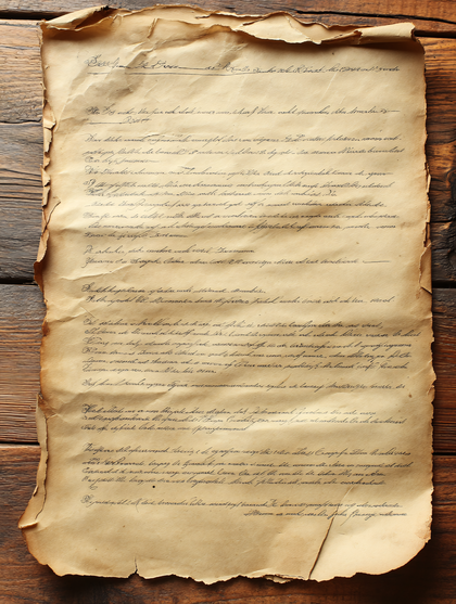 Old Handwritten Letter on Wooden Surface