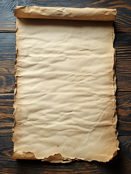 Old Paper Scroll on Wooden Table