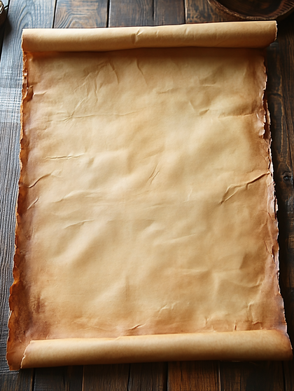 Old Paper Scroll On Wooden Table