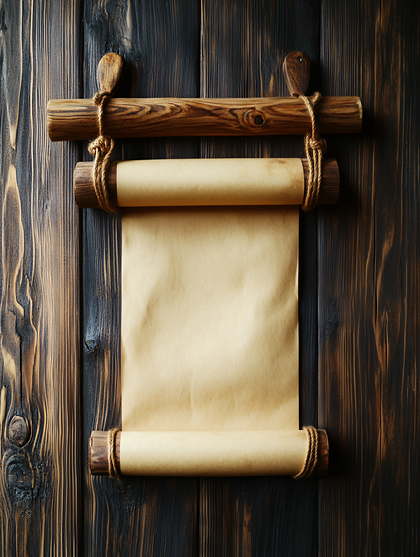 Old Paper Scroll On Wooden Wall