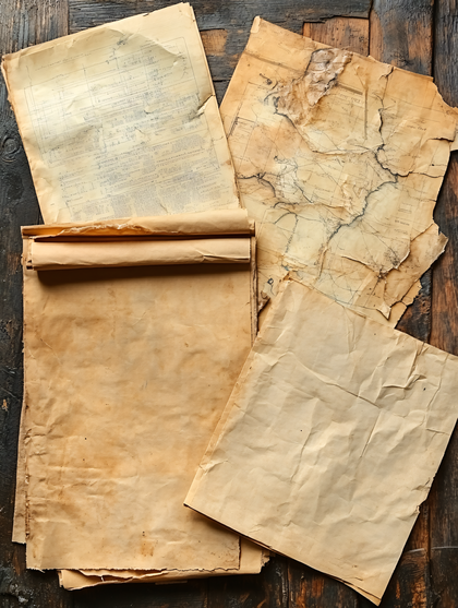 Old Papers On Wooden Table