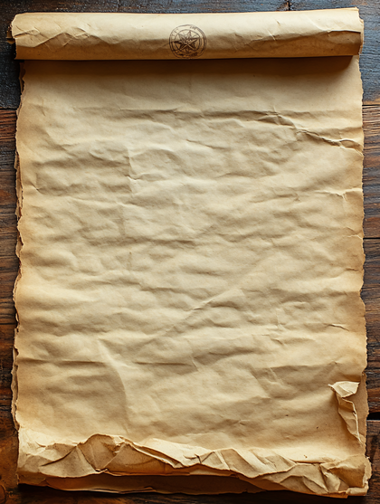Old Parchment Scroll on Wooden Table