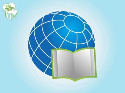 Open Book and Globe Free Vector