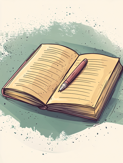 Open Book With Pen
