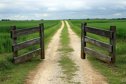 Open Gate on a Country Road