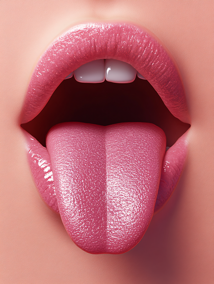 Open Mouth with Pink Lips and Tongue