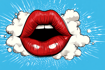 Open Red Lips Pop Art