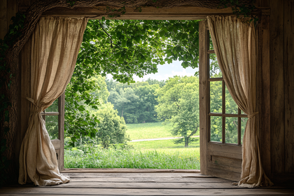 Open Window to a Lush Green View