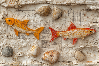 Orange And Red Fish Wall Art