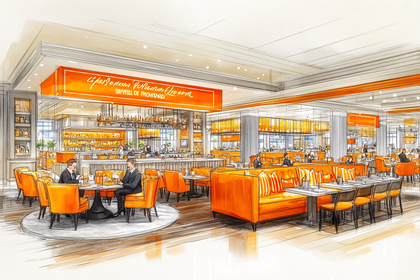 Orange And White Restaurant Design