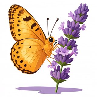 Orange Butterfly and Lavender