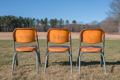 Orange Chairs In Field