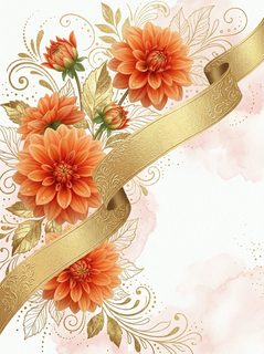 Orange Dahlia Gold Ribbon