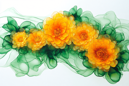 Orange Floral Arrangement on White Background